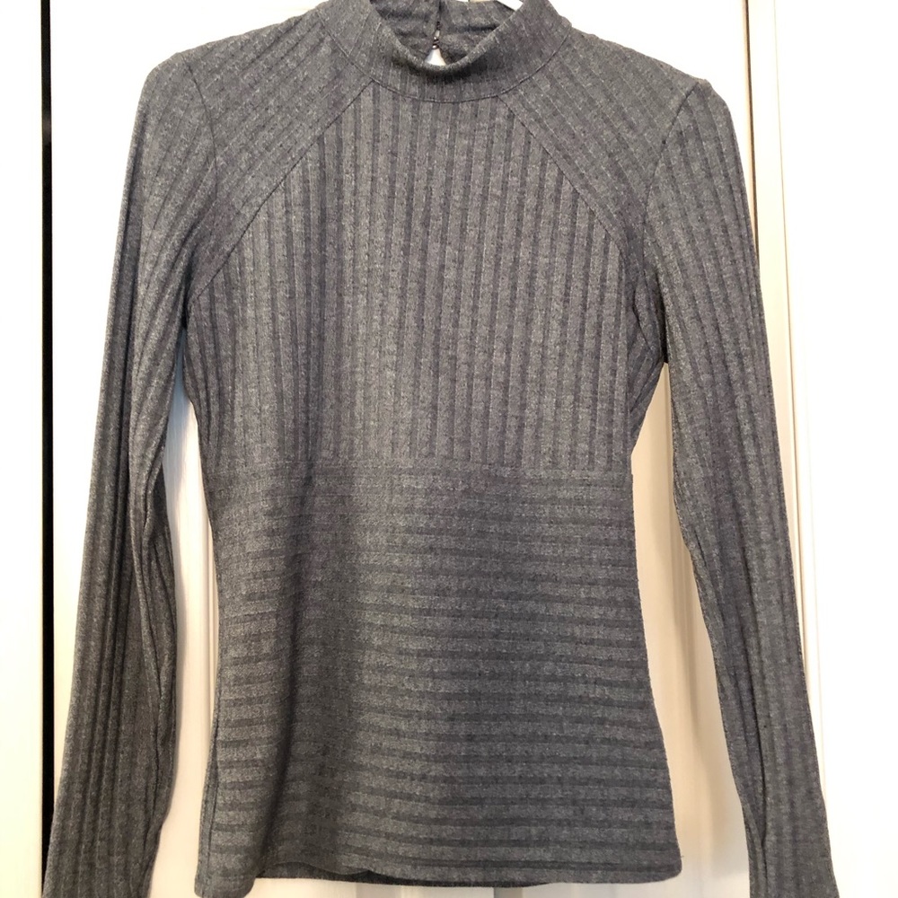 Bebe Mock Neck Open Back Blouse